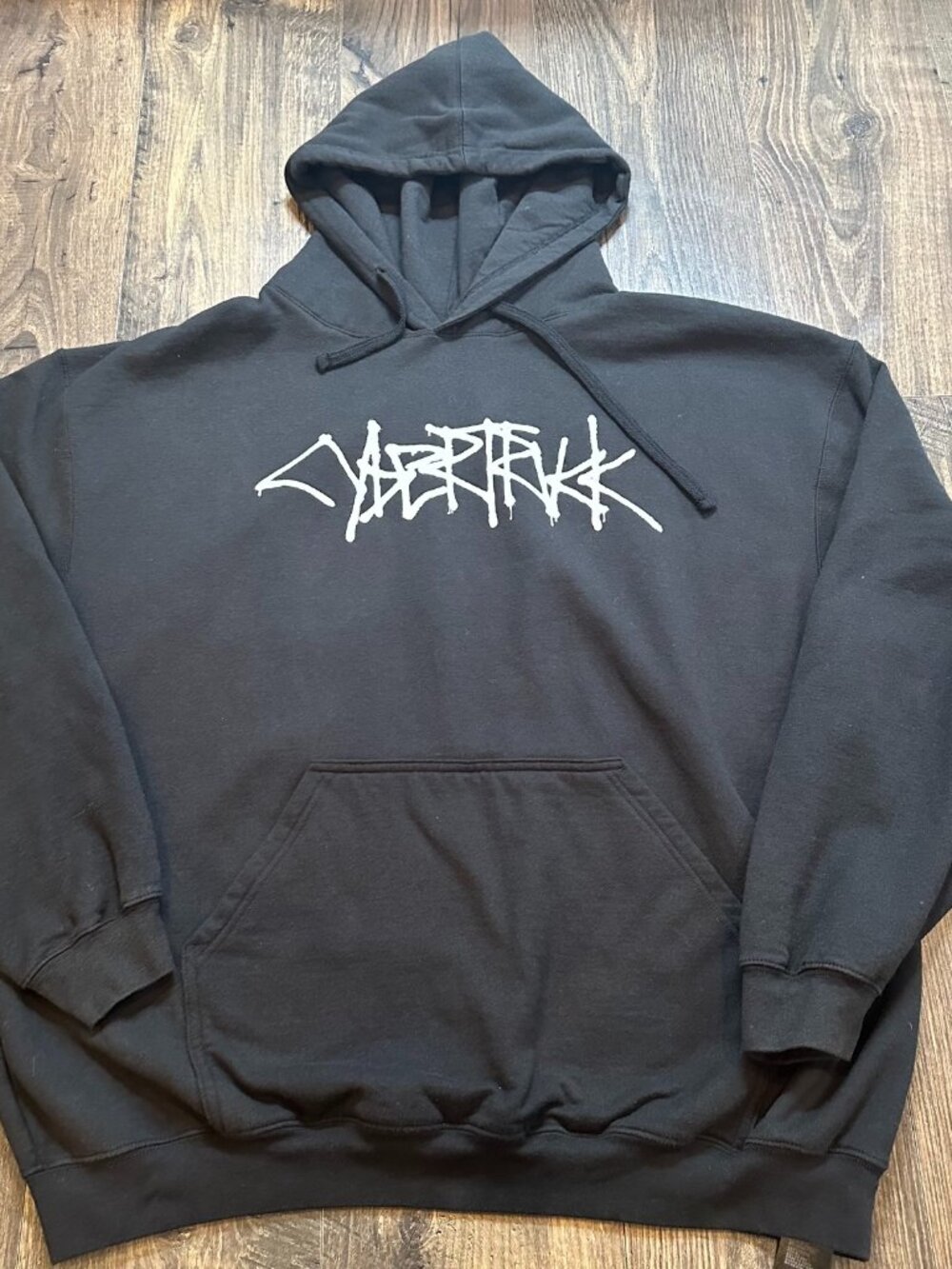 GUC Men's Tesla Cybertruck Hoodie Sweatshirt Black Graffiti 2XL Licensed Rare